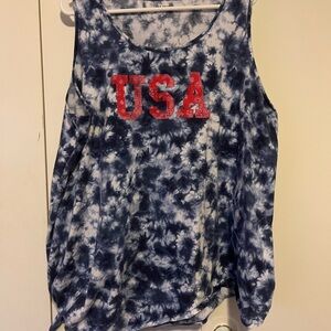 USA Tie-Dye Tank Top - Blue and Red
